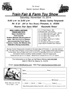 7th Annual  North Central Illinois Train Fair & Farm Toy Show____ Saturday, November 15, 2014