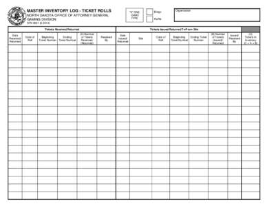 MASTER INVENTORY LOG - TICKET ROLLS  