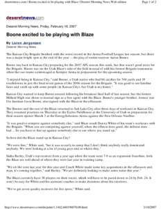 Steve Videtich / Utah Blaze / Aaron Boone / Jesse Boone / Boone Carlyle / Deseret News / Joe Germaine / Siaha Burley / Utah / Arena Football League / Indoor football / American football