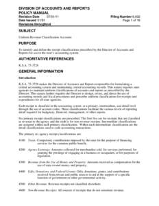 PPM[removed]Uniform Receipt Classification Revenue Sub-Object Codes