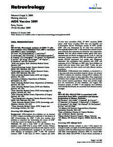 Retrovirology  BioMed Central Volume 6 Suppl 3, 2009 Meeting abstracts