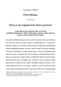 University of Mainz  Press Release 24 OctoberWhere is the original of the Flower portrait?