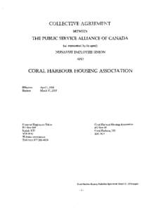 COLLECTIV AGREEMENT BETWEEN TI PUBLIC SERVICE ALLICE OF CANADA (as represented by its agent)