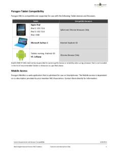 Paragon Tablet Compatibility Paragon MLS is compatible and supported for use with the following Tablet devices and Browsers. Tablet Compatible Browsers