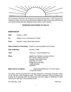 The Tennessee Sunshine Law Passed by the General Assembly in 1974 requires that meetings of state, city and county government bodies be open to the public and that any such governmental body give adequate public notice o