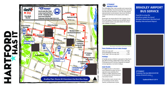 30 Pleasant St Local route Bus Stop a one-way local fare is $1.50—if paying cash,