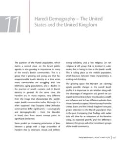 11  Haredi Demography – The United States and the United Kingdom  The question of the Haredi population, which