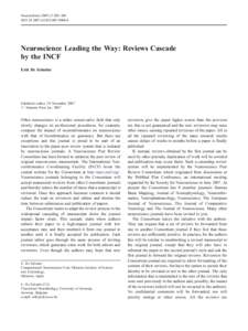 Neuroinform:205–206 DOIs12021Neuroscience Leading the Way: Reviews Cascade by the INCF Erik De Schutter