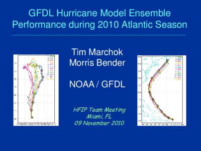 GFDL Hurricane Model Ensemble Performance during 2010 Atlantic Season Tim Marchok Morris Bender NOAA / GFDL HFIP Team Meeting