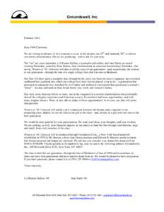 Groundswell, Inc.  February 2012 Dear 1969 Classmate, We are writing in advance of two reunions to occur in this decade, our 45 th and landmark 50th, to inform