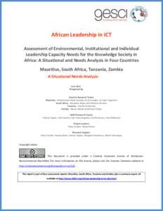 A Situational Analysis of Education, ICT, Science, Technology and Innovation for Sustainable Development towards Knowledge Societies in Africa