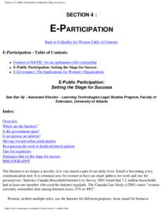 Section 4: E-Public Participation: Setting the Stage for Success