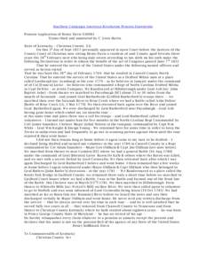 Southern Campaign American Revolution Pension Statements Pension Application of Henry Davis S30981 Transcribed and annotated by C. Leon Harris State of Kentucky – Christian County S.S. On this 3 d day of Sept 1832 pers