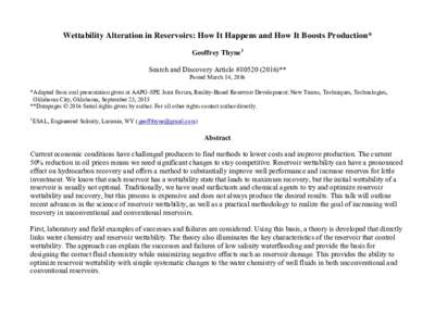 Wettability Alteration in Reservoirs: How It Happens and How It Boosts Production,  #).