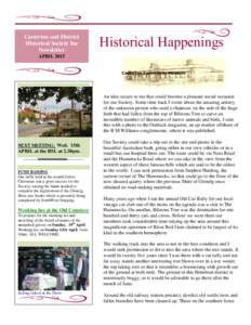 Casterton and District Historical Society Inc Newsletter Historical Happenings