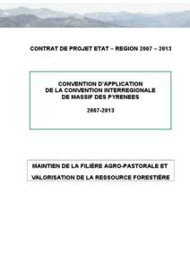 CONTRAT DE PROJET ETAT – REGION 2007 – 2013  CONVENTION D’APPLICATION DE LA CONVENTION INTERREGIONALE DE MASSIF DES PYRENEES