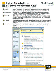 Getting Started with[removed]a Course Moved from CE8 Content  Content is stored in folders. The top-level folders that appear on the Course Menu are called Content