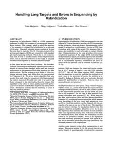 Handling Long Targets and Errors in Sequencing by Hybridization Eran Halperin ABSTRACT   