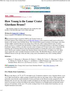 Lunar science / Giordano Bruno / Ray system / Impact crater / Lunar craters / Moon / Copernicus / Artamonov / Geology of the Moon / Planetary science / Geomorphology / Geology