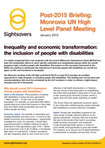 Post-2015 Briefing: Monrovia UN High Level Panel Meeting January[removed]Inequality and economic transformation: