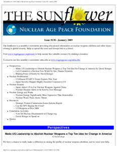 The Sunflower - eNewsletter of the Nuclear Age Peace Foundation - Issue[removed]January 2009