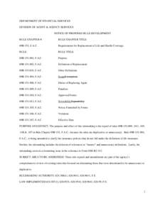 DEPARTMENT OF FINANCIAL SERVICES DIVISION OF AGENT & AGENCY SERVICES NOTICE OF PROPOSED RULE DEVELOPMENT RULE CHAPTER #:  RULE CHAPTER TITLE: