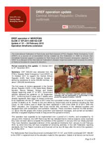 DREF operation update Central African Republic: Cholera outbreak DREF operation n° MDRCF009 GLIDE n° EP[removed]CAF