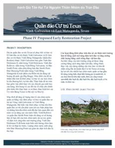 Đánh Giá Tổn Hại Tài Nguyên Thiên Nhiên do Tràn Dầu  Quần đảo CƯ trú Texas Vịnh Galveston và East Matagorda, Texas Phase IV Proposed Early Restoration Project