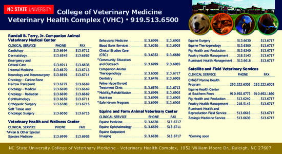 College of Veterinary Medicine Veterinary Health Complex (VHC) • [removed]Randall B. Terry, Jr. Companion Animal Veterinary Medical Center  Behavioral Medicine[removed][removed][removed]