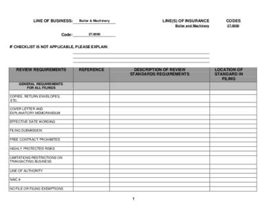 LINE OF BUSINESS:  LINE(S) OF INSURANCE Boiler & Machinery