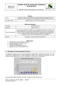 Compte rendu de comité des utilisateurs duBiogenouest Génomique