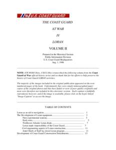 THE COAST GUARD AT WAR IV LORAN VOLUME II Prepared in the Historical Section