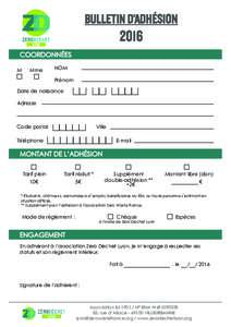 BULLETIN D’ADHÉSIONCOORDONNÉES M