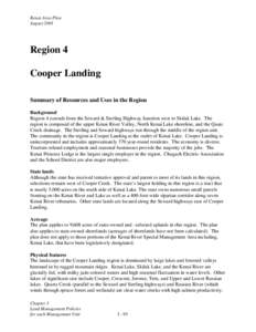 Kenai Area Plan August 2001 Region 4 Cooper Landing Summary of Resources and Uses in the Region