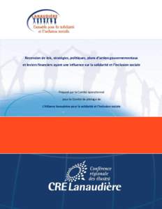 Recension de lois, stratégies, politiques, plans d’action gouvernementaux et leviers financiers ayant une influence sur la solidarité et l’inclusion sociale Préparé par le Comité opérationnel pour le Comité de