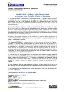 INFORMATION PRESSE Alghero, le 14 juin 2015 FIA WRC – Championnat du Monde des Rallyes 2015 RALLY ITALIA SARDEGNA