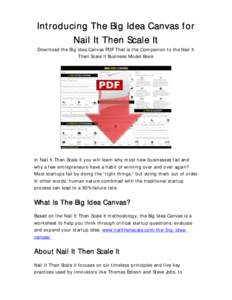 Introducing The Big Idea Canvas for Nail It Then Scale It Download the Big Idea Canvas PDF That is the Companion to the Nail It Then Scale It Business Model Book