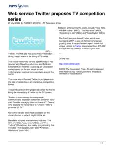 Web service Twitter proposes TV competition series