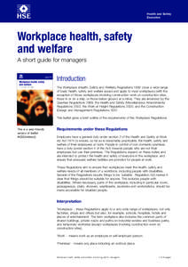 INDG244 Workplace health, safety and welfare: a short guide for managers