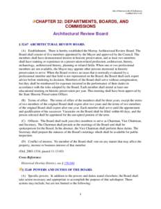 City of Murray Code of Ordinances Codified 2012-S-32 CHAPTER 32: DEPARTMENTS, BOARDS, AND COMMISSIONS Architectural Review Board