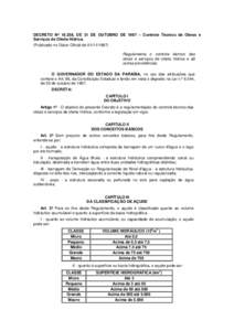 DECRETO Nº 19.258, DE 31 DE OUTUBRO DE 1997 – Controle Técnico de Obras e Serviços de Oferta Hídrica. (Publicado no Diário Oficial deRegulamenta o controle técnico das obras e serviços de oferta hí