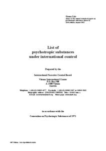 Green List Annex to the annual statistical report on psychotropic substances (form P)