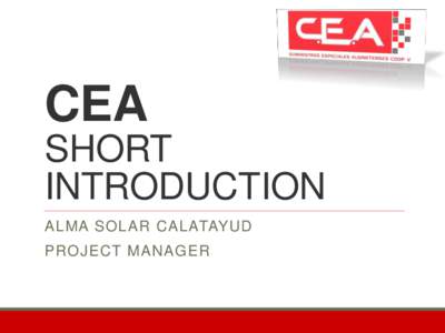 CEA SHORT INTRODUCTION ALMA SOLAR CALATAYUD PROJECT MANAGER