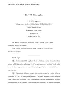 [Cite as State v. McCarty, 154 Ohio App.3d 737, 2003-Ohio[removed]The STATE of Ohio, Appellee, v. McCARTY, Appellant. [Cite as State v. McCarty 154 Ohio App.3d 737, 2003-Ohio-5199.]