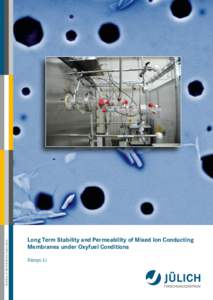 Member of the Helmholtz Association  Long Term Stability and Permeability of Mixed Ion Conducting Membranes under Oxyfuel Conditions Xiaoyu Li