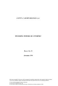 ALBERTA LAW REFORM INSTITUTE  ENDURING POWERS OF ATTORNEY Report No. 59 December 1990
