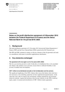 Notes on the profit distribution agreement of 9 November 2016 between the Federal Department of Finance and the Swiss National Bank for the period 2016–2020