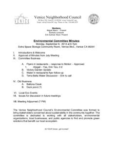 Members: Abigail Myers - Present Barbara Lonsdale Erin Sullivan Ward- Present  Environmental Committee Minutes