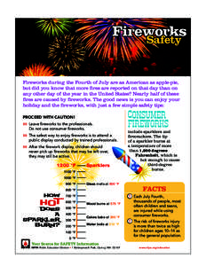 Fireworks Safety Fireworks during the Fourth of July are as American as apple-pie, but did you know that more fires are reported on that day than on any other day of the year in the United States? Nearly half of these fi