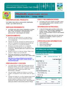 FRIJOLES, ROJOS CLARO, SEC O S Fecha: Marzo 2014 Código: [removed]DESCRIPCIÓN DEL PRODUCTO